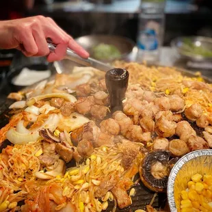 a pan of food being cooked