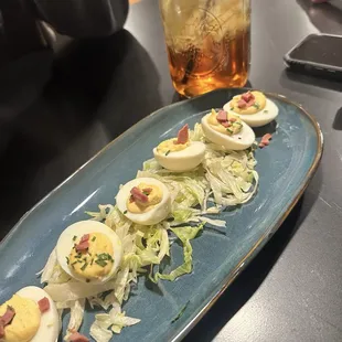 Deviled Eggs with smoked bologna