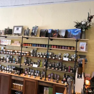 shelves of various products