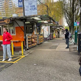 A long view of the food cart street