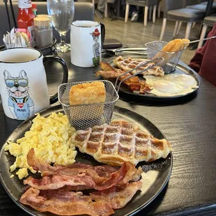 The Traditional 2 Eggs Any style with Choice of Bacon, Ham or Sausage. Served with Patty Hash Brown