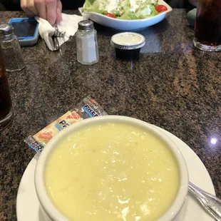 Side salad &amp; side soup Chicken Lemon Rice. Very Good