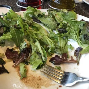 Gross salad greens that are slimy &amp; melting. Cost 11 for greens and a small amount of nuts and cherries....