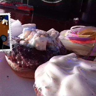 Two burgers with the LPT (Lettuce Pickles Tomato)