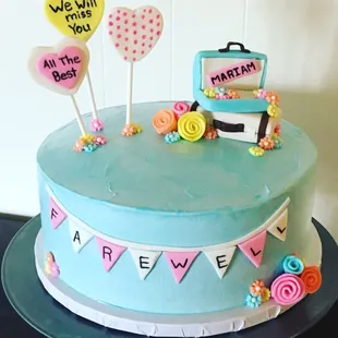 a cake decorated with a suitcase