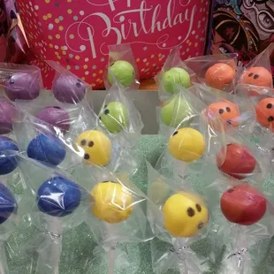 Bowling ball cake pops
