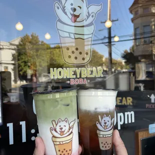 strawberry matcha latte + winter melon creama