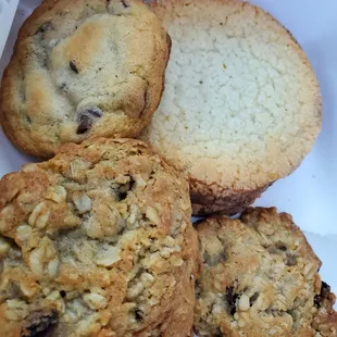 Sugar cookies, chocolate chip cookies, and The Best Oatmeal Raisin Cookie in the World