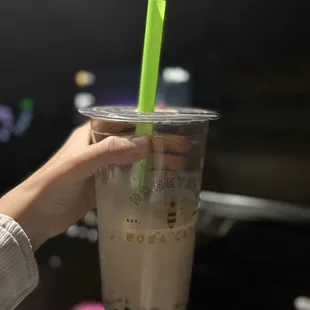 Brown Sugar Milk Tea w/ Boba and Mix Jelly