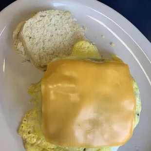 Homemade biscuit with cheese, egg and sausage! Super yummy!!