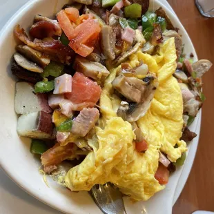 a plate of scrambled eggs