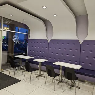 the interior of a modern restaurant
