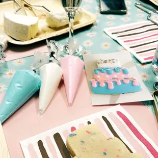 We had a cookie decorating class along with our charcuterie board class! Plus champagne! Cannot get any better!!