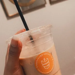 Vanilla iced latte with oat milk