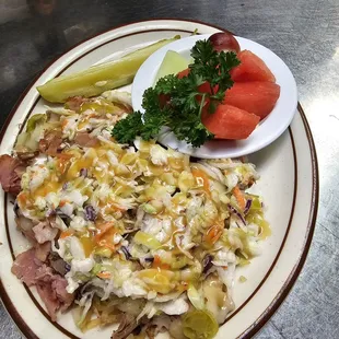 Cuban Sandwich no bread! Low carb. Fruit as a side