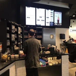 Walk-up counter and menu board.