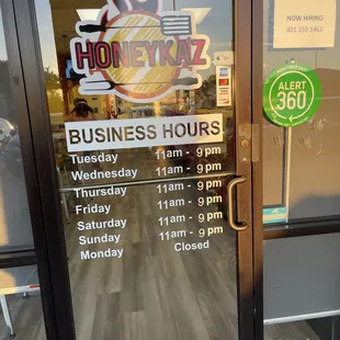 Front door, business hours