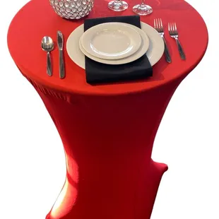 Check out our new Spandex cocktail covers. Now available is Black, White, Red, Royal, Navy, Burgundy, Dusty Rose and more colors coming!