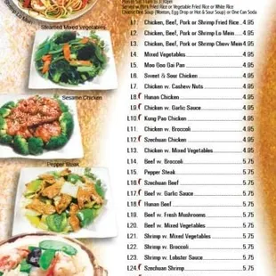 the menu for lunch specials