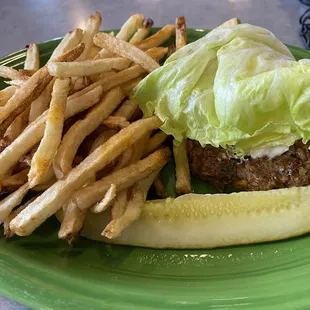 Vegan Veggie Sandwich with fries