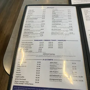 menu