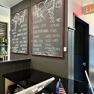 menus on the wall
