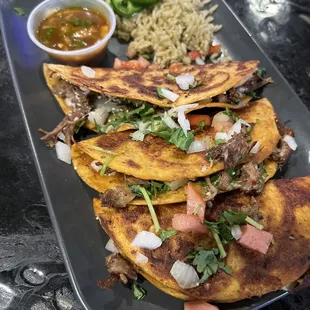 LIMITED SPECIAL: Birria tacos with chili-lime rice