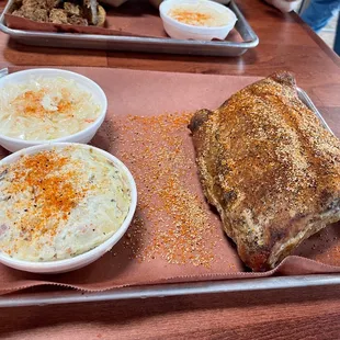 1.5 LB 1/2 rack ribs. 2 sides. $24  Very dry meat.