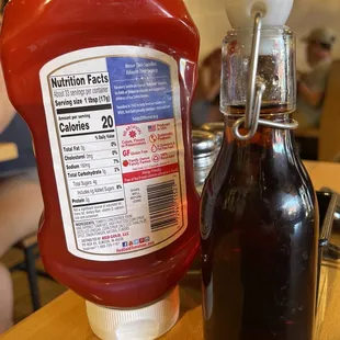 Ketchup and syrup