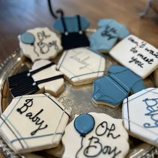 Baby shower Cookies by Baker Boutique in Conroe!  Honeys counter space!