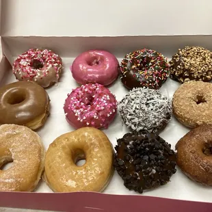 Glazed Donut, chocolate donut, Maple Donut, etc