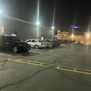 a parking lot at night