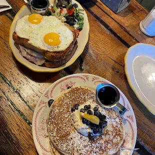 Honey Cristo (top) and Orange Cardamom Pancakes (bottom)