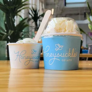 two cups of ice cream