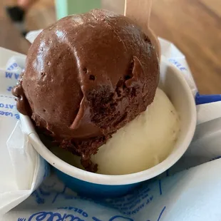 Double chocolate brownie on top and salted Carmel yumminess on the bottom