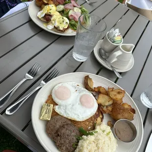 Honeywood Eggs Benedict (top) &amp;   Bourbon Barrel Breakfast (bottom)