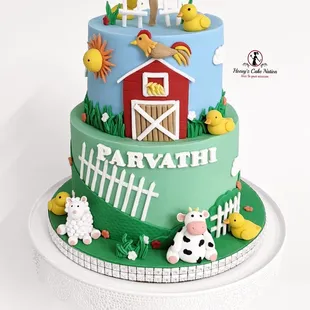 Farm theme cake