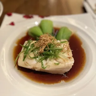 Steamed sea bass