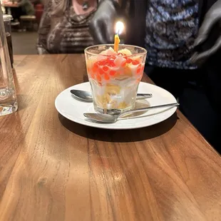 Treat brought out after dinner to celebrate retirement- Thank You Annie and staff for