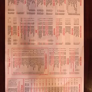 Menu as of 5/20/17