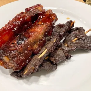 16. Bo Bo Platter (Beef on Sticks, Bar-B-Que Spare Ribs)