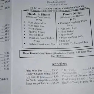 menu