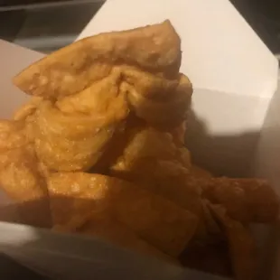 Fried won ton. Really big pieces and a large offering.
