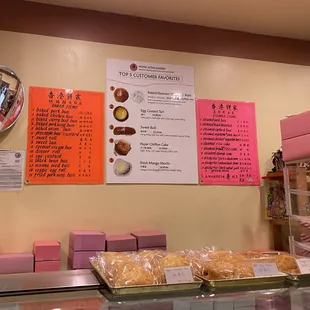 Menu and some pastries