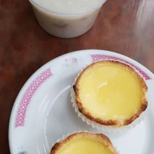 Congee and egg tart