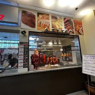 View of the roasted food hanging around.