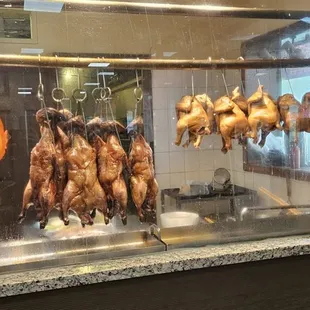 Roast pork, duck, and chicken