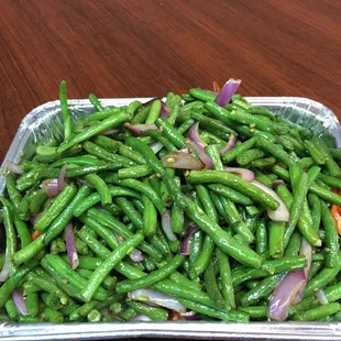 Fry green beans banquet tray