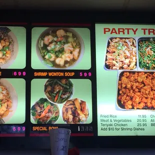 a menu for a variety of dishes