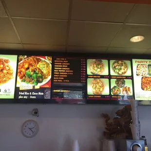 menus and prices on the wall